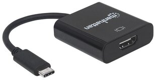 Adapteris Manhattan AV USB-C 3.1 į HDMI M/F 1080P/4K, juodas kaina ir informacija | Adapteriai, USB šakotuvai | pigu.lt