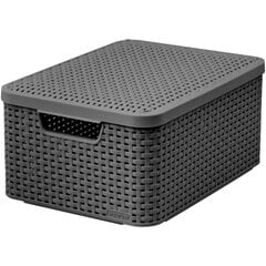 Коробка с крышкой Style M 39,3x29,3x18,7cм, темно-серая цена и информация | Ящики для вещей | pigu.lt