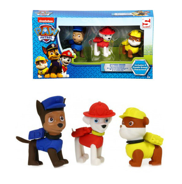 Figūrėlių-trintukų rinkinys Paw Patrol (Šunyčiai Patruliai) 3vnt kaina ir informacija | Kanceliarinės prekės | pigu.lt