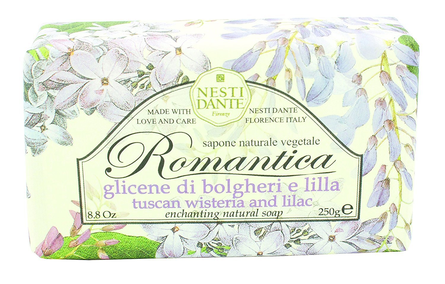 Natūralus muilas Nesti Dante Romantica Tuscan Wisteria And Lilac 250 g kaina ir informacija | Muilai | pigu.lt