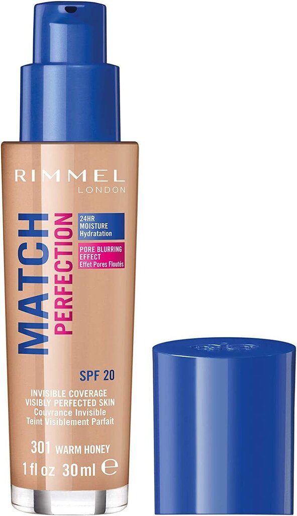 Makiažo pagrindas Rimmel London Macth & Perfection 30 ml, Nr.301 Warm Honey kaina ir informacija | Makiažo pagrindai, pudros | pigu.lt