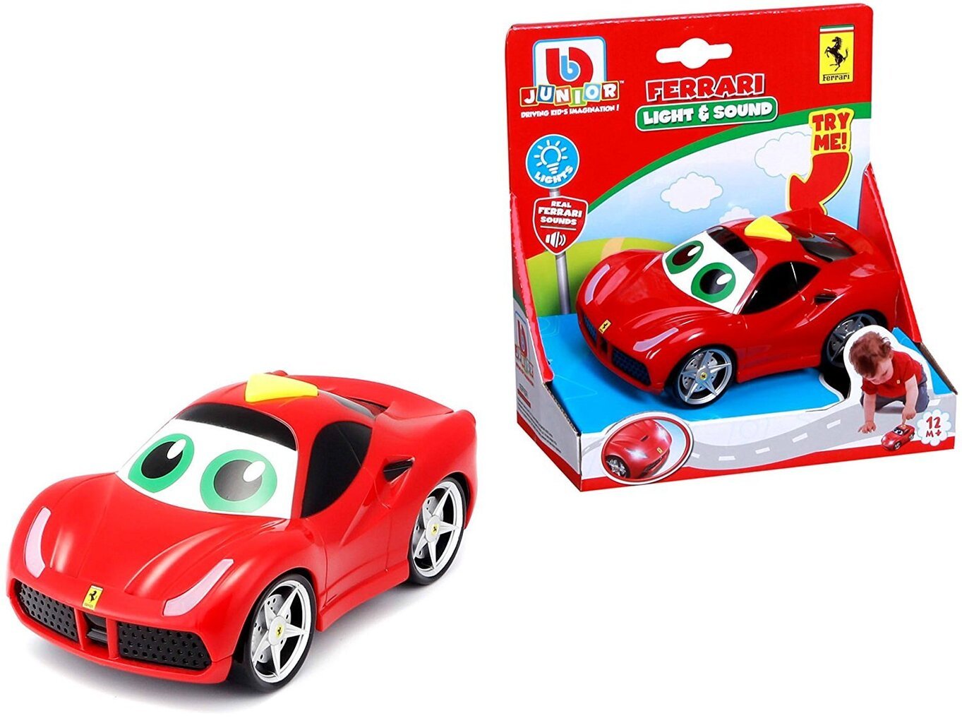 Automobilis BB Junior Ferrari Light & Sound, 16-81002 kaina ir informacija | Žaislai kūdikiams | pigu.lt