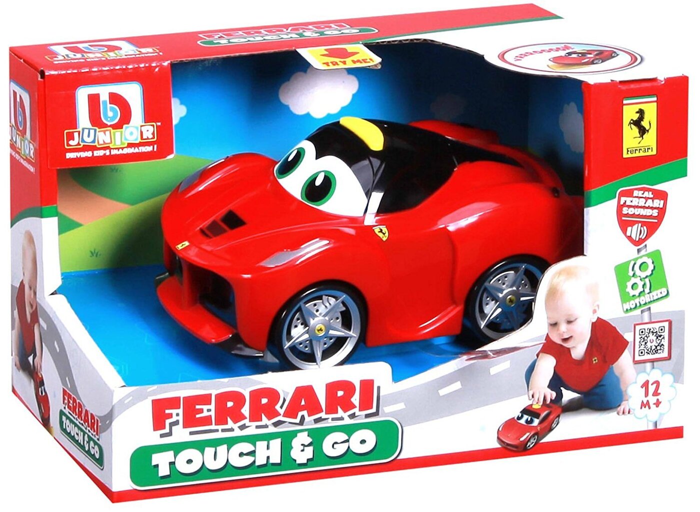 Automobilis BB Junior Ferrari Touch & Go, 16-81606 kaina ir informacija | Žaislai kūdikiams | pigu.lt