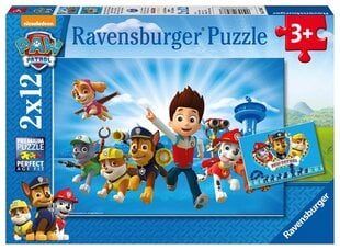 Головоломка Ravensburger Paw Patrol (Щенячий патруль), 2х12 дет. цена и информация | Пазлы | pigu.lt