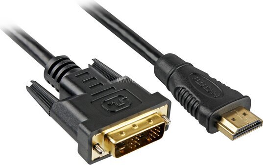 Sharkoon HDMI/DVI-D, 2 m kaina ir informacija | Kabeliai ir laidai | pigu.lt