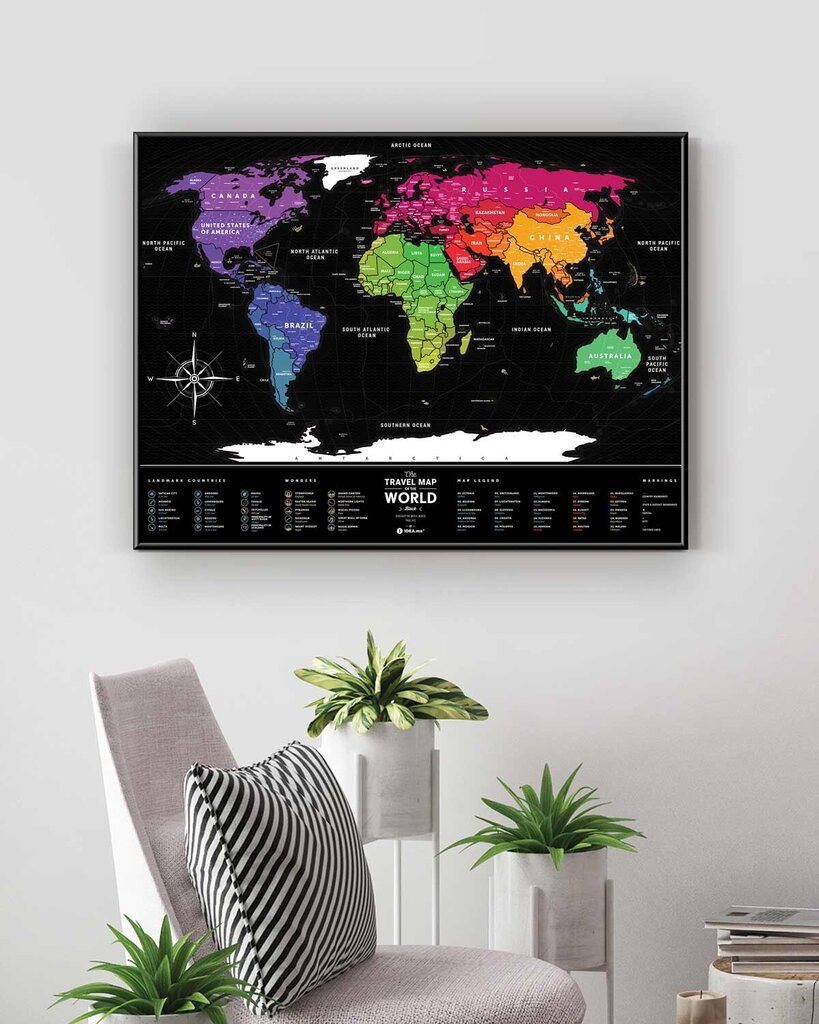 Nutrinamas kelionių žemėlapis Black World kaina ir informacija | Žemėlapiai | pigu.lt