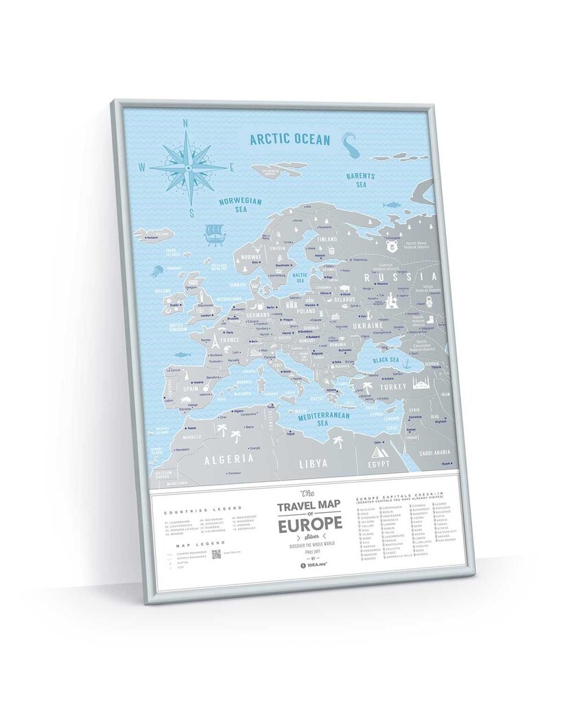 Nutrinamas kelionių žemėlapis Travel Map Silver Europe kaina ir informacija | Žemėlapiai | pigu.lt