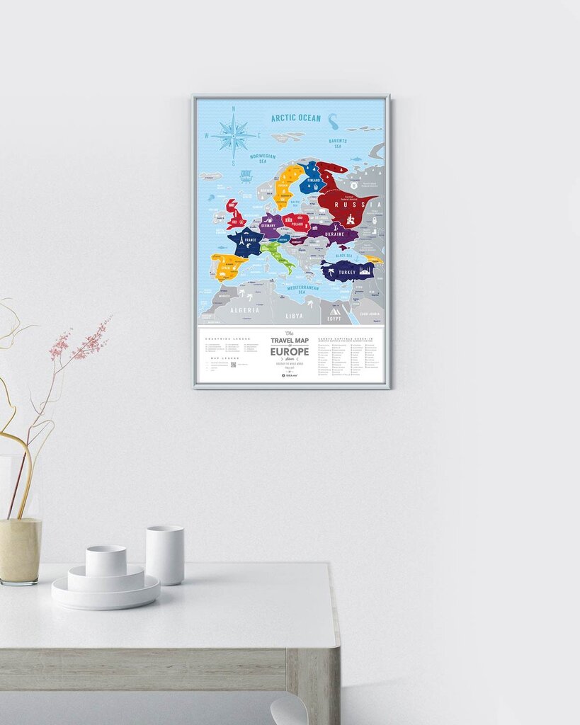 Nutrinamas kelionių žemėlapis Travel Map Silver Europe kaina ir informacija | Žemėlapiai | pigu.lt