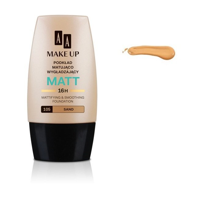 Makiažo pagrindas AA Make Up Matt Foundation 30 ml, 105 Sand kaina ir informacija | Makiažo pagrindai, pudros | pigu.lt