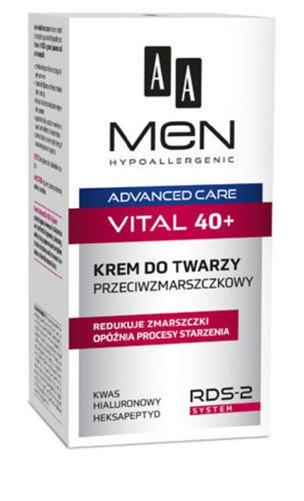 Jauninamasis veido kremas vyrams AA Men Advanced Care Vital 40+ 50 ml цена и информация | Veido kremai | pigu.lt