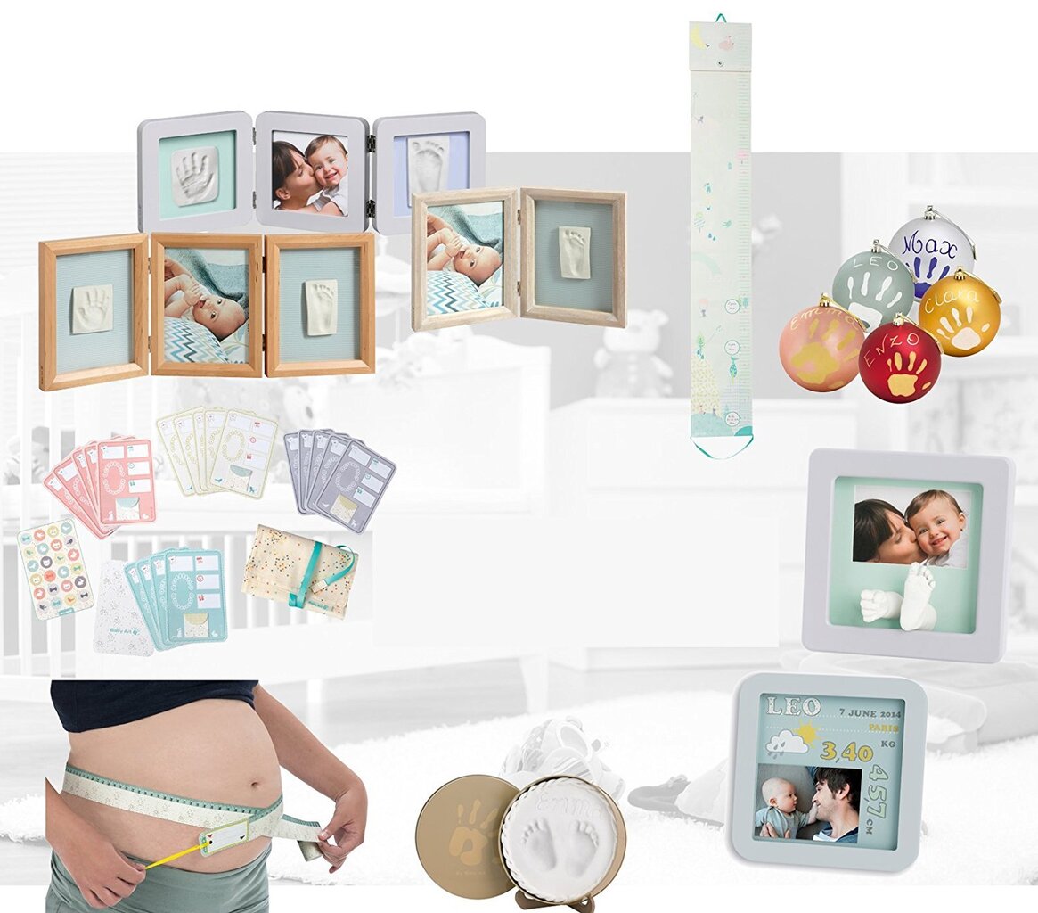 Trigubas stačiakampis nuotraukos rėmelis su įspaudu Baby Art, stormy kaina ir informacija | Antspaudai kūdikiams | pigu.lt