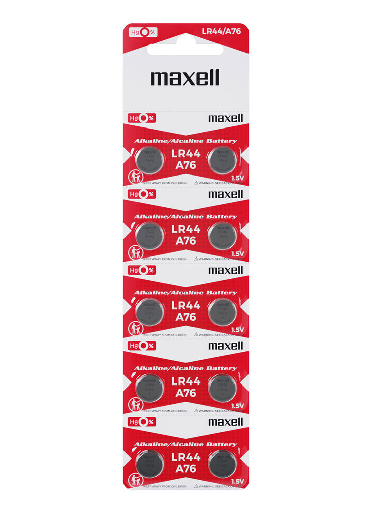 Maxell elementai LR44/A76, 10vnt. kaina ir informacija | Elementai | pigu.lt