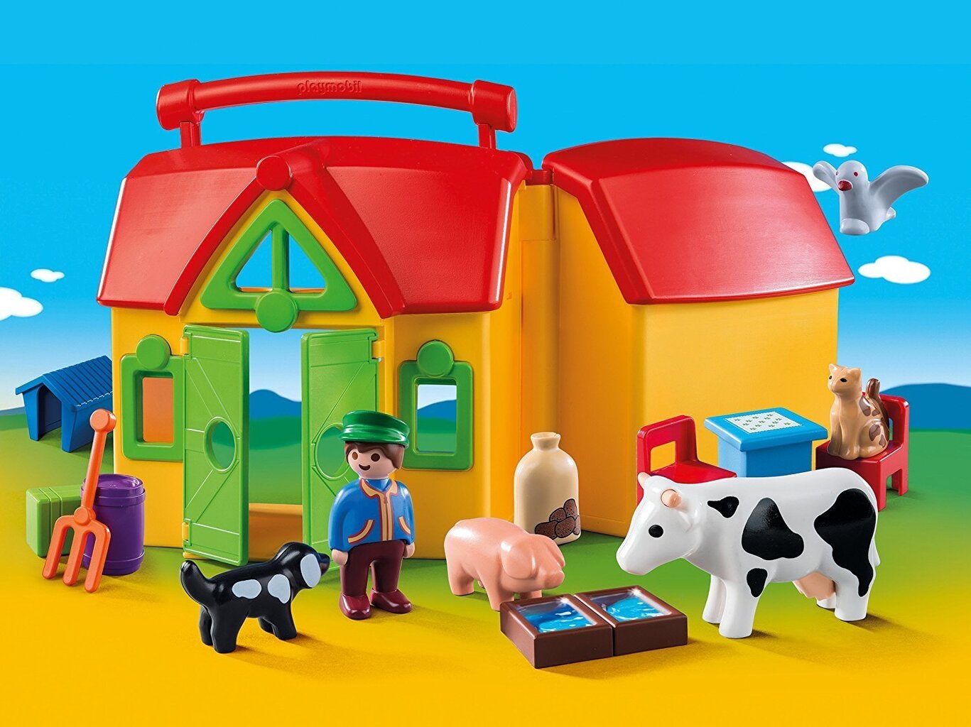 6962 PLAYMOBIL® 1.2.3, Nešiojama ferma kaina ir informacija | Konstruktoriai ir kaladėlės | pigu.lt