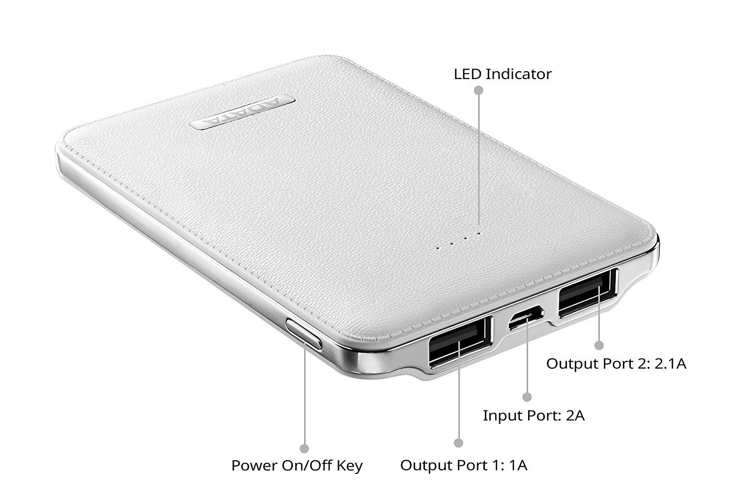 ADATA PV120 Power Bank 5100mAh, Baltas kaina ir informacija | Atsarginiai maitinimo šaltiniai (power bank) | pigu.lt