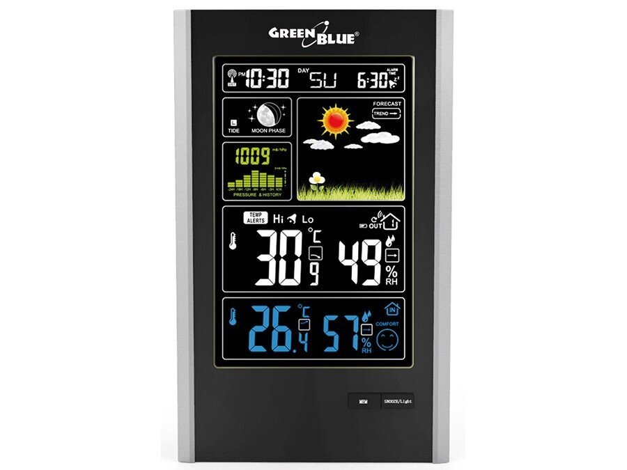 DCF belaidė meteorologinė stotis GreenBlue GB520 kaina ir informacija | Meteorologinės stotelės, termometrai | pigu.lt