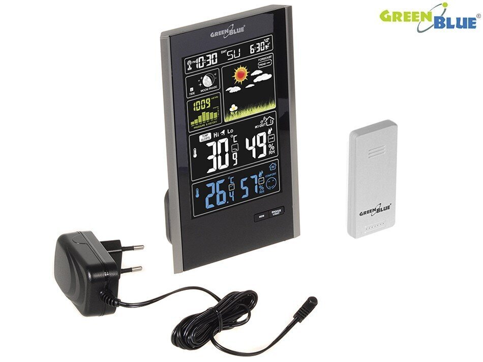 DCF belaidė meteorologinė stotis GreenBlue GB520 kaina ir informacija | Meteorologinės stotelės, termometrai | pigu.lt