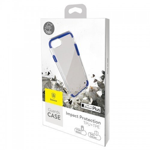 Baseus Guards Case Impact Silicone Case for Apple iPhone 7 Plus Transparent - Blue kaina ir informacija | Telefono dėklai | pigu.lt