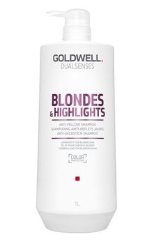 Geltonus tonus neutralizuojantis šampūnas šviesiems plaukams Goldwell Dualsenses Blondes & Highlights, 1000 ml kaina ir informacija | Šampūnai | pigu.lt