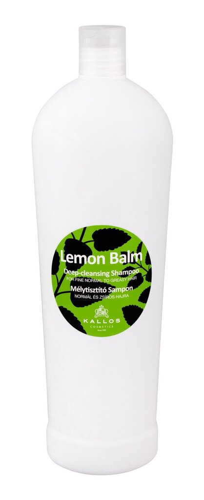 Valomasis plaukų šampūnas su citrinų balzamu Kallos Lemon Balm, 1000 ml цена и информация | Šampūnai | pigu.lt