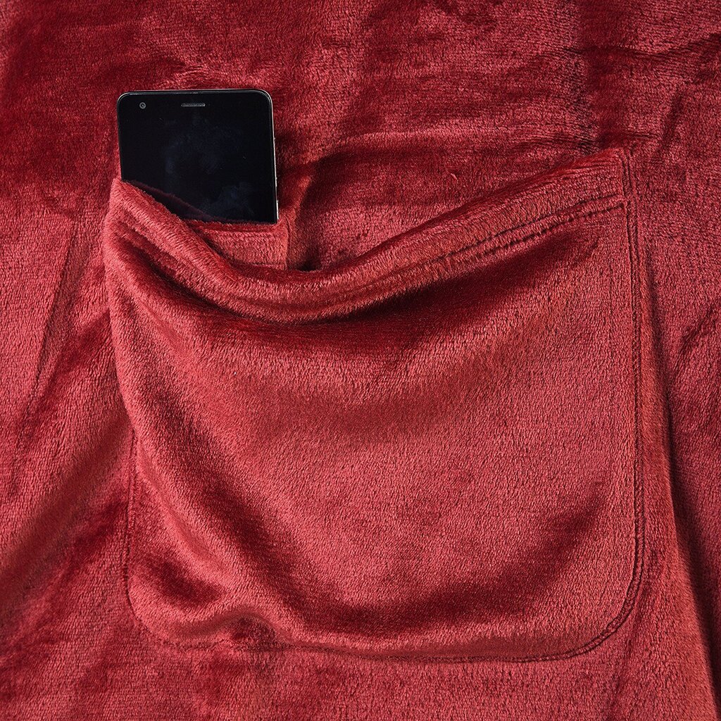 Pledas su rankovėmis Lazy Dark Red, 150x180 cm kaina ir informacija | Lovatiesės ir pledai | pigu.lt