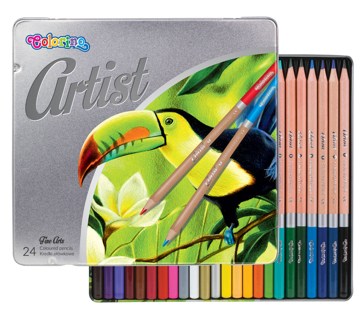 Spalvoti pieštukai, 24 spalvų, Colorino Artist kaina ir informacija | Piešimo, tapybos, lipdymo reikmenys | pigu.lt