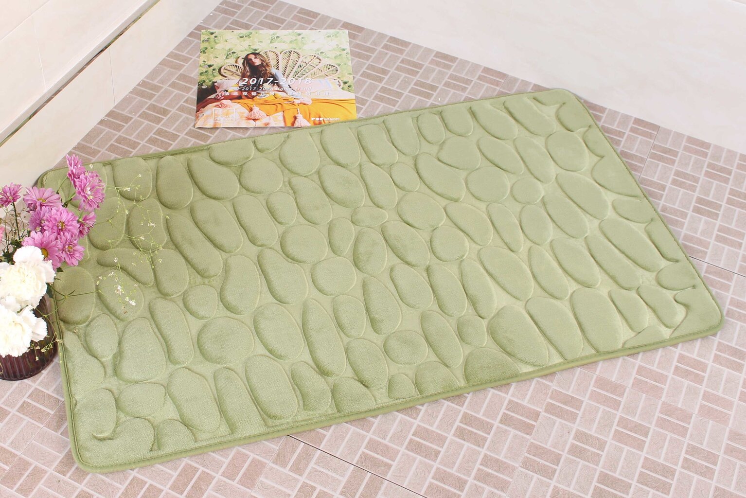 Memory foam kilimėlis "Benedomo" Green, 60x100 cm kaina ir informacija | Vonios kambario aksesuarai | pigu.lt