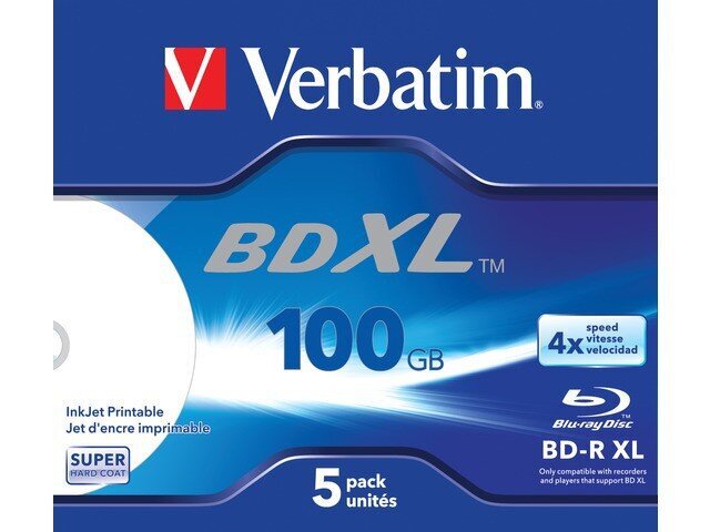 Verbatim Blu-ray Disc BD-R XL 100 GB / 540 min 4x, Full printable, 5-pack цена и информация | Vinilinės plokštelės, CD, DVD | pigu.lt