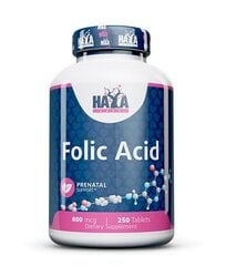 Пищевая добавка Haya Labs Folic Acid, 250 таб. цена и информация | Витамины | pigu.lt