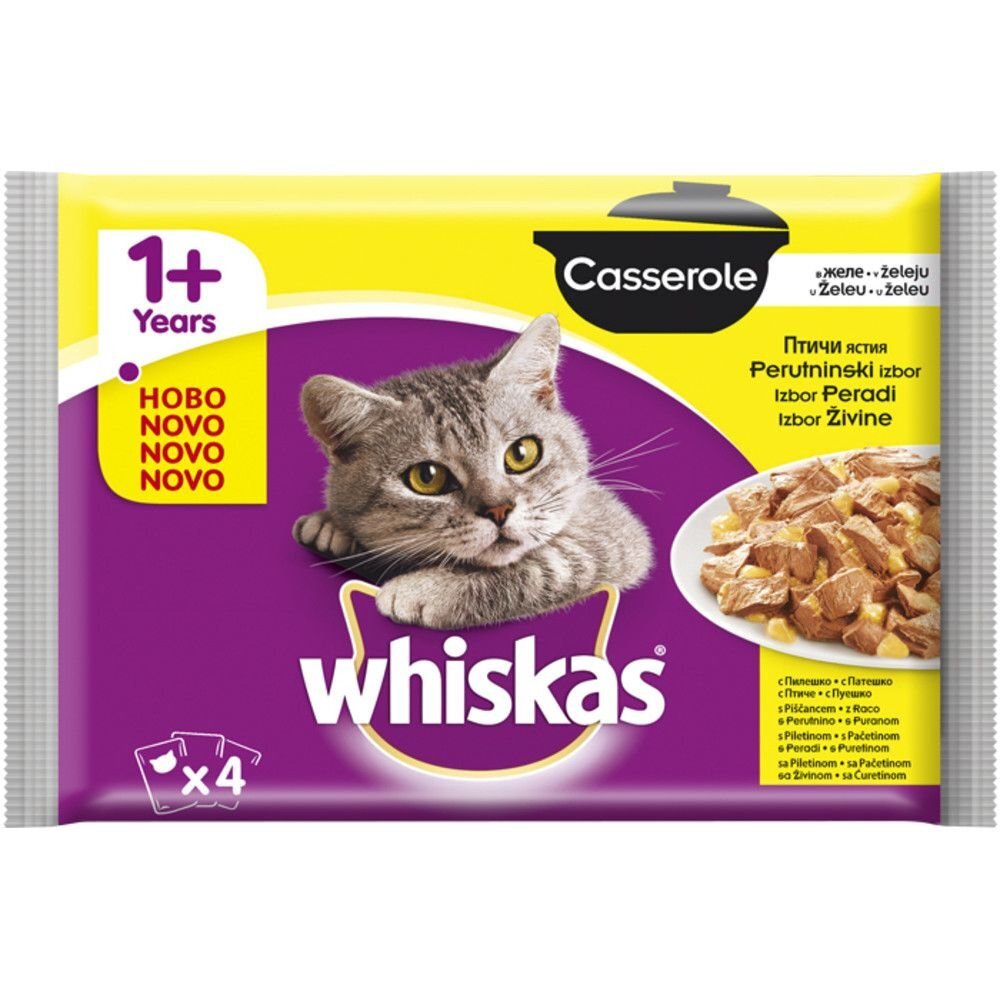 Whiskas Casserole rinkinys su paukštiena, 4 x 85 g цена и информация | Konservai katėms | pigu.lt