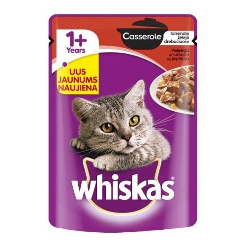 Visavertis ėdalas suaugusioms katėms „Whiskas“ casserole su jautiena 85 g цена и информация | Konservai katėms | pigu.lt