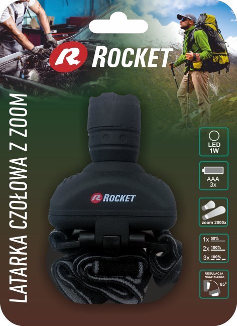 Rocket 1W prožektorius ant galvos su fokusavimo funkcija цена и информация | Žibintai ir prožektoriai | pigu.lt