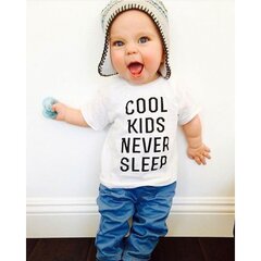 Vaikiški marškinėliai "Cool Kids Never Sleep" kaina ir informacija | Originalūs marškinėliai | pigu.lt