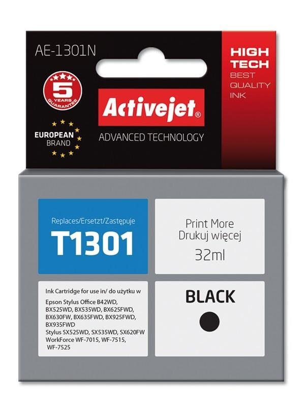 Activejet AE-1301N (Epson T1301), juoda kaina ir informacija | Kasetės rašaliniams spausdintuvams | pigu.lt