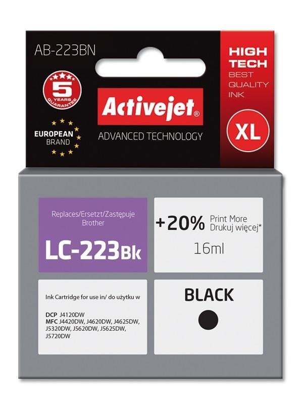 Activejet AB-223BN (Brother LC 223 BK ), juoda kaina ir informacija | Kasetės rašaliniams spausdintuvams | pigu.lt