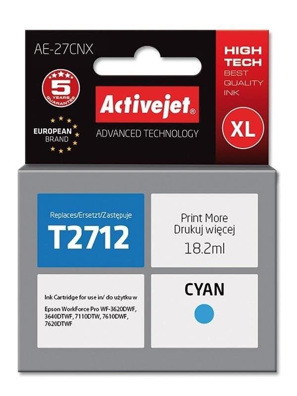 Activejet Epson AE-27CNX mėlyna 27XL (C13T27124012) цена и информация | Kasetės rašaliniams spausdintuvams | pigu.lt