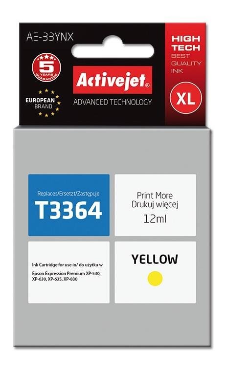 Kasetės rašaliniams spausdintuvams Activejet AE-33YNX kaina ir informacija | Kasetės rašaliniams spausdintuvams | pigu.lt