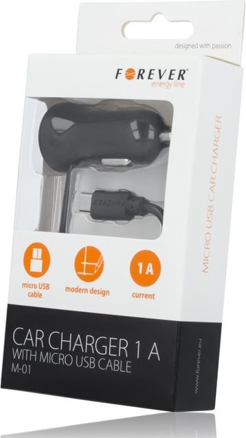 Forever M-01 Car charger whit micro USB cable and LED indicator / 1,5m Black kaina ir informacija | Krovikliai telefonams | pigu.lt