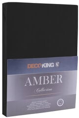 DecoKing jersey Amber Black paklodė su guma čiužiniui, 200x220 cm kaina ir informacija | Paklodės | pigu.lt