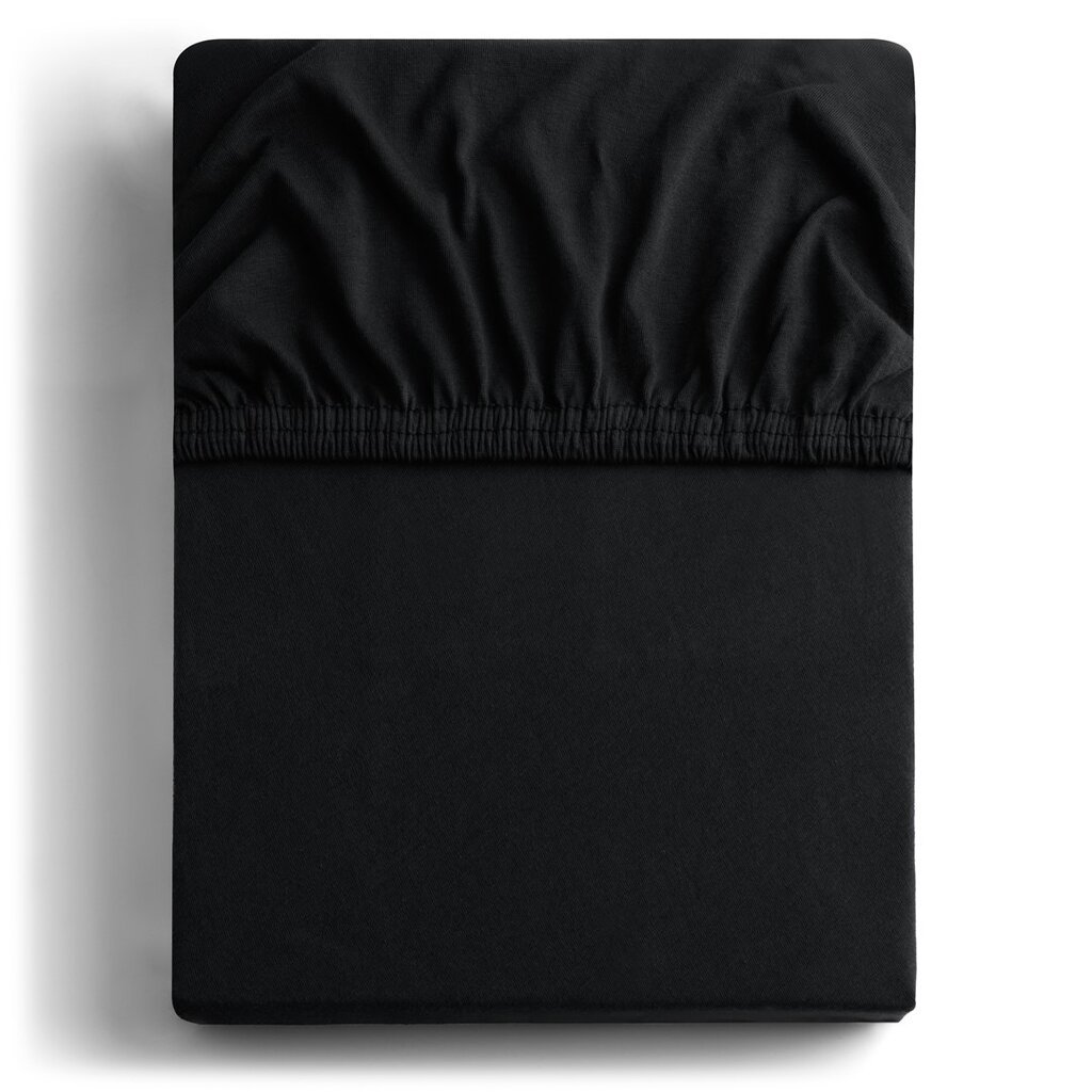 DecoKing jersey Amber Black paklodė su guma čiužiniui, 180x200 arba 200x200 cm цена и информация | Paklodės | pigu.lt