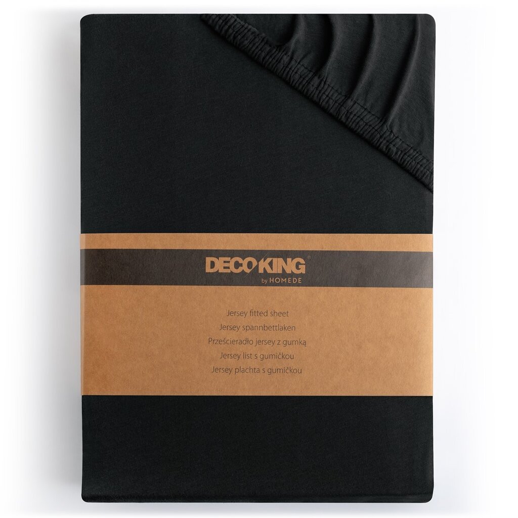 DecoKing jersey Amber Black paklodė su guma čiužiniui, 180x200 arba 200x200 cm цена и информация | Paklodės | pigu.lt