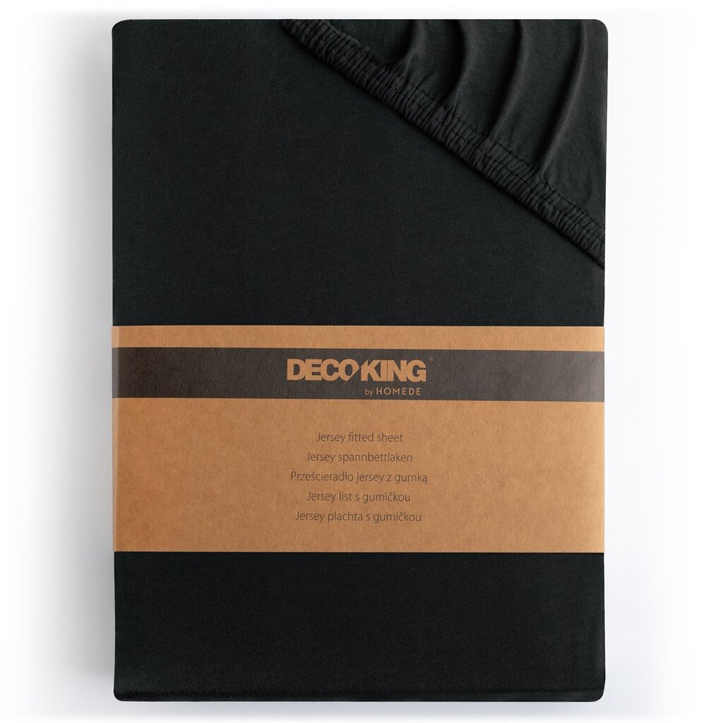 DecoKing jersey Amber Black paklodė su guma čiužiniui, 160x200 cm цена и информация | Paklodės | pigu.lt