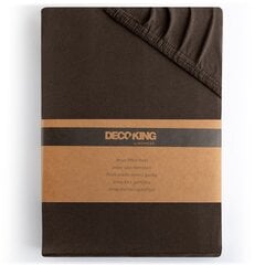 DecoKing jersey Amber Chocolate paklodė su guma čiužiniui, 180x200 arba 200x200 cm kaina ir informacija | Paklodės | pigu.lt