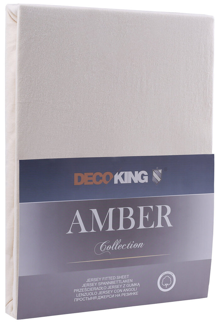DecoKing jersey Amber Cream paklodė su guma čiužiniui, 180x200 arba 200x200 cm цена и информация | Paklodės | pigu.lt
