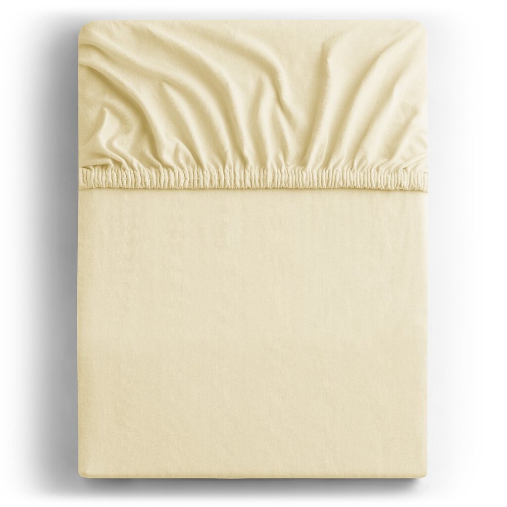 DecoKing jersey Amber Cream paklodė su guma čiužiniui, 90x200 cm цена и информация | Paklodės | pigu.lt