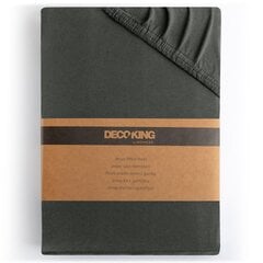 DecoKing jersey Amber Dimgray paklodė su guma čiužiniui, 160x200 cm kaina ir informacija | Paklodės | pigu.lt