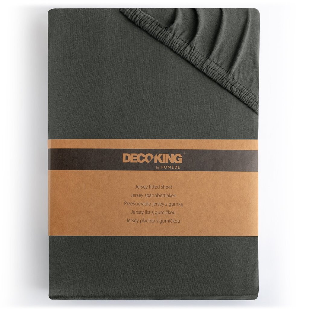 DecoKing jersey Amber Dimgray paklodė su guma čiužiniui, 160x200 cm цена и информация | Paklodės | pigu.lt
