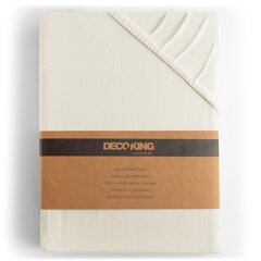 DecoKing jersey Amber Ecru paklodė su guma čiužiniui, 180x200 arba 200x200 cm kaina ir informacija | Paklodės | pigu.lt