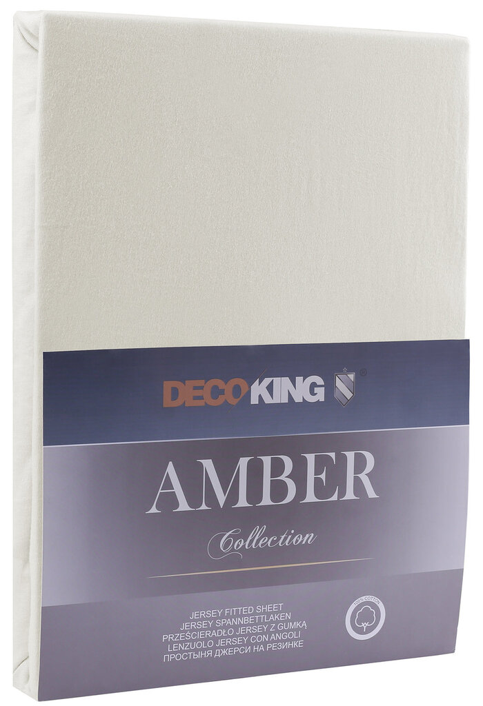 DecoKing jersey Amber Ecru paklodė su guma čiužiniui, 140x200 cm kaina ir informacija | Paklodės | pigu.lt