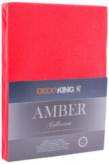DecoKing jersey Amber Red paklodė su guma čiužiniui, 200x220 cm kaina ir informacija | Paklodės | pigu.lt