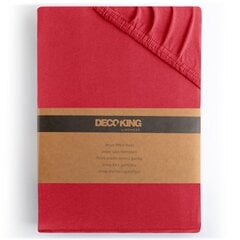 DecoKing jersey Amber Red paklodė su guma čiužiniui, 200x220 cm kaina ir informacija | Paklodės | pigu.lt